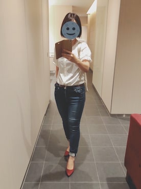 「ZOZO（ゾゾ）のスキニーデニムパンツ［WOMEN］（デニムパンツ）」を使った、gonge_of_krgmさん（レディース・153cm）の夏コーディネート