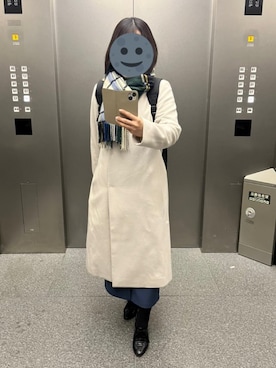 「MK MICHEL KLEIN（エムケーミッシェルクラン）のアイテム（ノーカラーコート）」を使った、gonge_of_krgmさん（レディース・153cm）の冬コーディネート