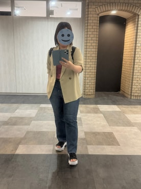 「GALLEST（ギャレスト）の【接触冷感／セットアップ可】モードフィットダブルボタンジャケット【カセット服/オケージョン/通勤】（テーラードジャケット）」を使った、gonge_of_krgmさん（レディース・153cm）の夏コーディネート