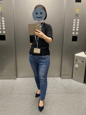 「ZOZO（ゾゾ）のスキニーデニムパンツ［WOMEN］（デニムパンツ）」を使った、gonge_of_krgmさん（レディース・153cm）の秋コーディネート