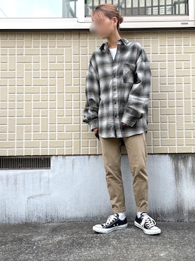 「FREAK'S STORE（フリークスストア）のWEB限定 Relax Fit リラックスフィット チェックネルシャツ/オンブレチェック（シャツ/ブラウス）」を使った、saiiさん（レディース・159cm）の秋コーディネート