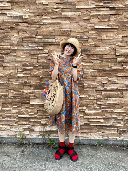 bulle de savonマルメロプリント おばけワンピースと扇子 bulle de savonマルメロプリント おばけワンピースと扇子