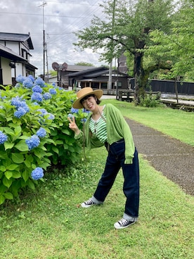 「ピスタチオ」｜「アイテム（帽子）」を使った、asameさん（レディース・153cm）の夏コーディネート