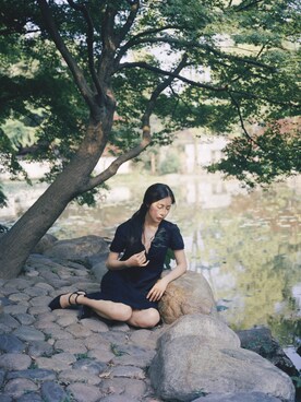 「VINTAGE（ヴィンテージ）のアイテム（ドレス）」を使った、随随小怪兽👾さん（レディース・169cm）の夏コーディネート