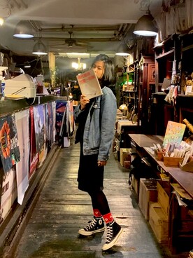 「CONVERSE（コンバース）の《CONVERSE》NEXTAR110 HI コンバース ネクスター１１０ ＨＩ（スニーカー、ホワイト系）」を使った、Janice 🇹🇼さん（レディース・162cm）の冬コーディネート