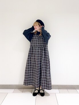 「チェック柄に恋してる」｜「アイテム（その他シューズ）」を使った、ほたてさん（レディース・155cm）の冬コーディネート