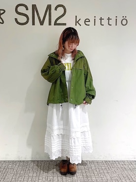 「サマンサ モスモス(Samansa Mos2)」｜「アイテム（マウンテンパーカー）」を使った、ほたてさん（レディース・155cm）の春コーディネート