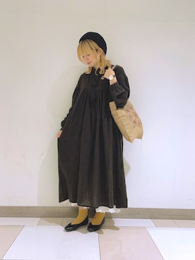 「cava cava（サヴァサヴァ）のアイテム（バレエシューズ）」を使った、ほたてさん（レディース・155cm）の秋コーディネート