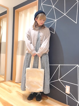 「カオリノモリ」｜「アイテム（ハンチング/ベレー帽）」を使った、ほたてさん（レディース・155cm）の秋コーディネート