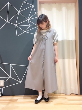 「cava cava（サヴァサヴァ）のアイテム（バレエシューズ）」を使った、ほたてさん（レディース・155cm）の夏コーディネート