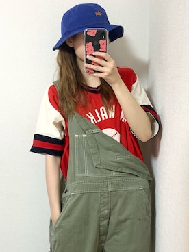 「stussy」｜「アイテム（サロペット/オーバーオール）」を使った、  ｃｏｃｏさん（レディース・159cm）の夏コーディネート