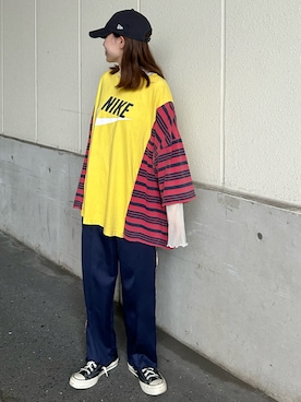 「NEW ERA（ニューエラ）の【NEW ERA/ニューエラ】9TWENTYロゴキャップ（キャップ）」を使った、  ｃｏｃｏさん（レディース・159cm）の秋コーディネート