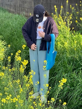 「NEW ERA（ニューエラ）の【NEW ERA/ニューエラ】9TWENTYロゴキャップ（キャップ）」を使った、  ｃｏｃｏさん（レディース・159cm）の春コーディネート