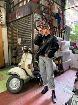 「MEIER.Q（マイヤーキュー）のアイテム（ジャケット/アウター）」を使った、Frieda さん（レディース・158cm）の秋コーディネート