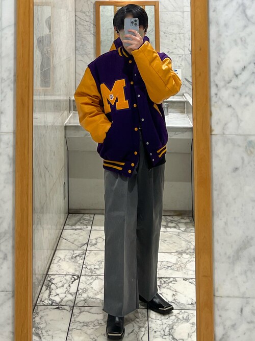 Ray｜VINTAGEのBaseball jacketを使ったコー 