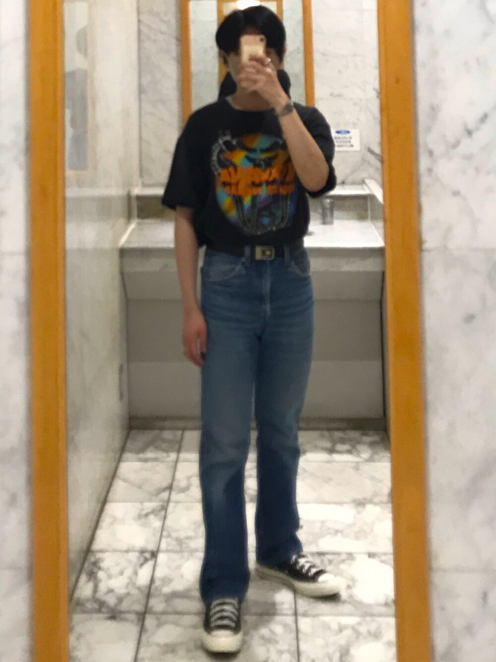 「バンドT、NIRVANA、デニム、oasis、UK Rock、Britpop」｜「VINTAGEの90s NIRVANA *RARE* VTG (Body: anvil)（Tシャツ/カットソー、ブラック系）」を使った、Rさん（メンズ・244cm）の夏コーディネートの1枚目の写真