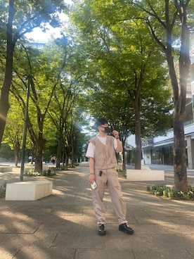 「CREARE -LINO-（クレアーレリノ）のアイテム（スラックス）」を使った、touya さん（メンズ・165cm）の夏コーディネート
