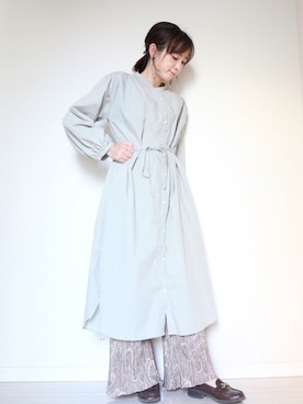 「ビットローファー」｜「アイテム（シャツワンピース）」を使った、yukari✩さん（レディース・154cm）の秋コーディネート