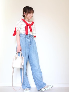 「CONVERSE（コンバース）のconverse コンバース CANVAS ALL STAR COLORS OX キャンバス オールスター カラーズ オックス 32860669 BEIGE（スニーカー）」を使った、yukari✩さん（レディース・154cm）の春コーディネート