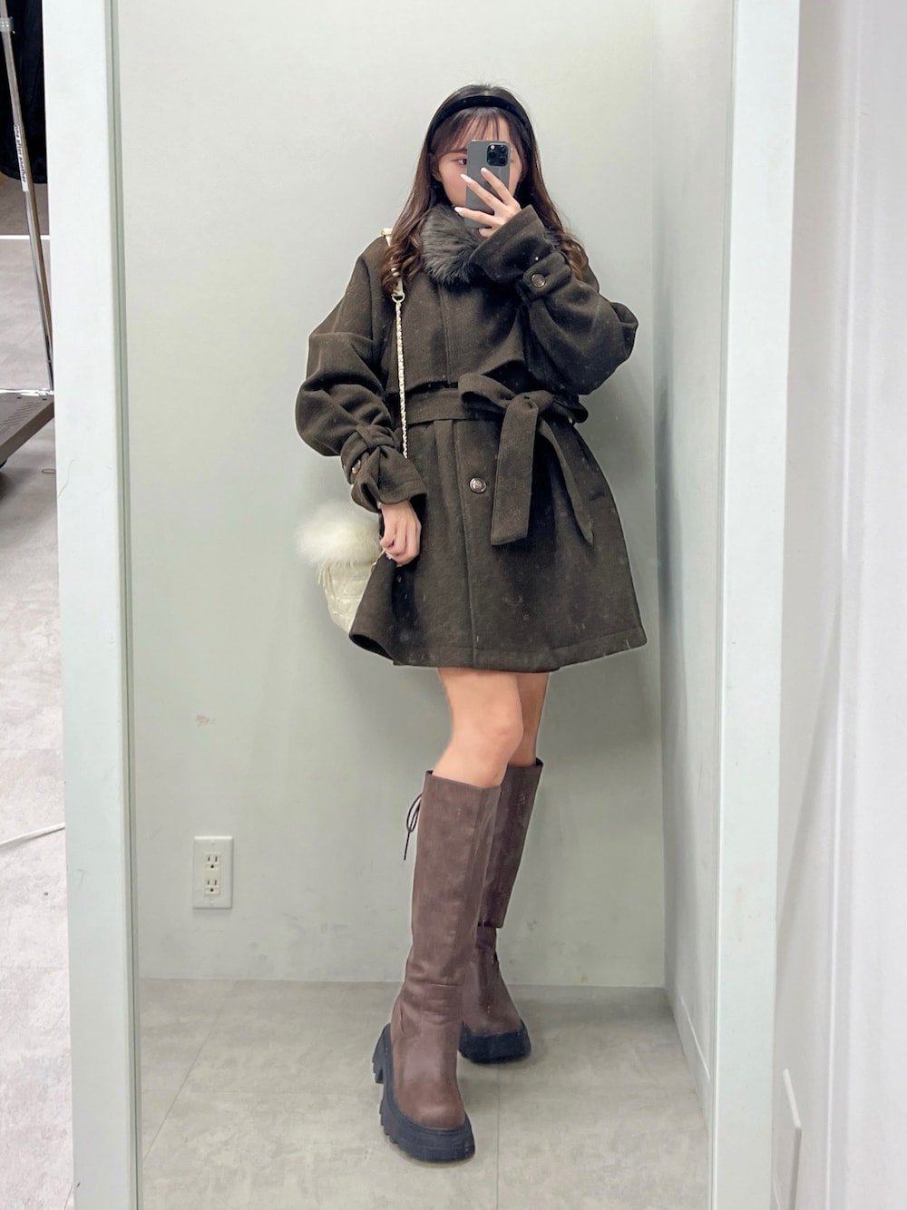 OLIVE des OLIVE ファーティペットミドル丈コート （マルチ