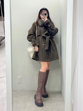 「OLIVE des OLIVE（オリーブデオリーブ）のアイテム（その他アウター）」を使った、Mitsukiさん（レディース・153cm）の冬コーディネート