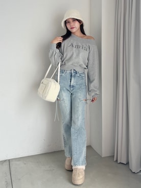 「OLIVE des OLIVE（オリーブデオリーブ）のアイテム（デニムパンツ）」を使った、Mitsukiさん（レディース・153cm）の秋コーディネート