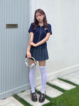 「アイテム（ローファー）」を使った、Mitsukiさん（レディース・153cm）の夏コーディネート