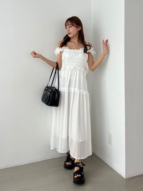 安心追跡【COAST】Sophie Habboo フリルキャミペンシルワンピ AMBIDEX Store 〇 fence ジャカード キャミワンピース(F クロ