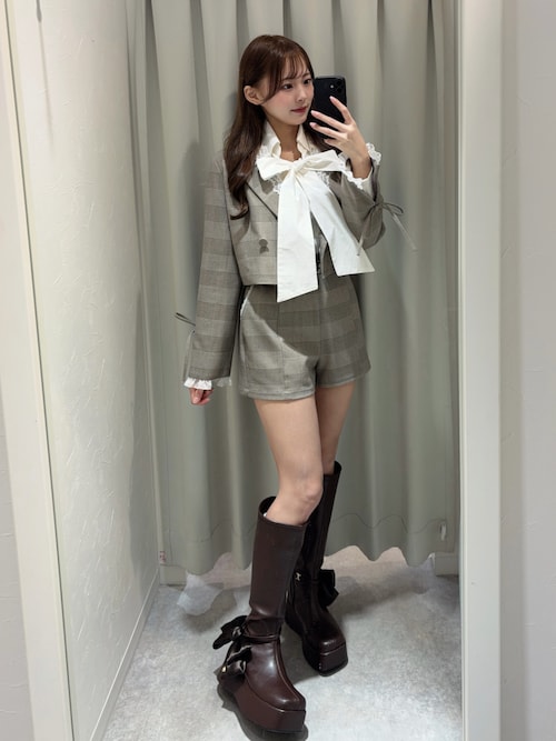 セール】【Belle Charme】リボン付きスクエアロングブーツ（ブーツ