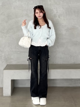 「OLIVE des OLIVE（オリーブデオリーブ）のアイテム（デニムパンツ）」を使った、Mitsukiさん（レディース・153cm）の秋コーディネート