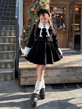 「アイテム（ハンチング/ベレー帽）」を使った、Mitsukiさん（レディース・153cm）の冬コーディネート