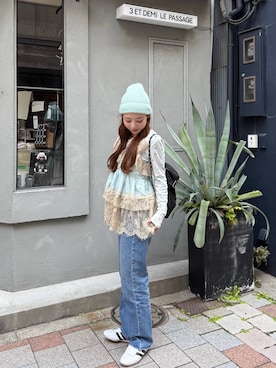 「eL（エル）のアイテム」を使った、𝑴𝑨𝑹𝑰さん（レディース・158cm）の春コーディネート