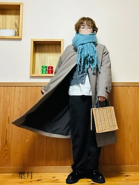 「GU（ジーユー）のアイテム（リング）」を使った、葉月さん（レディース・154cm）の冬コーディネート