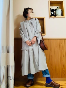 「ファーベスト」｜「アイテム（シャツワンピース）」を使った、葉月さん（レディース・154cm）の秋コーディネート