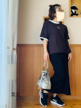 「Doublefocus（ダブルフォーカス）のアイテム（トップス）」を使った、葉月さん（レディース・154cm）の夏コーディネート