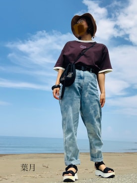 「Doublefocus（ダブルフォーカス）のアイテム（トップス）」を使った、葉月さん（レディース・154cm）の夏コーディネート