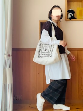 「ビックトートバック」｜葉月さん（レディース・154cm）の秋コーディネート