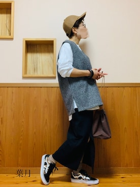 「アイテム（付け襟）」を使った、葉月さん（レディース・154cm）の秋コーディネート