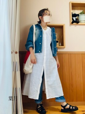 「テーパードデニム」｜葉月さん（レディース・154cm）の夏コーディネート