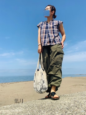 「Honeys（ハニーズ）のアイテム（ヘアアクセサリー）」を使った、葉月さん（レディース・154cm）の夏コーディネート