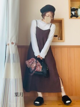 「ストールアレンジ」｜葉月さん（レディース・154cm）の秋コーディネート