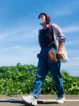 「テーパードデニム」｜葉月さん（レディース・154cm）の秋コーディネート