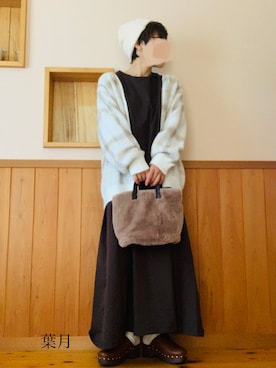 「GU（ジーユー）のアイテム（帽子）」を使った、葉月さん（レディース・154cm）の秋コーディネート