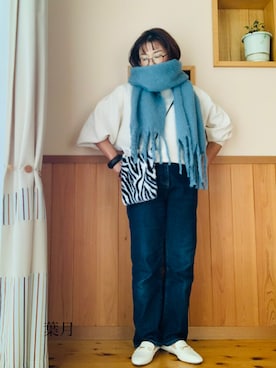 「ビットローファー」｜「アイテム（スウェット）」を使った、葉月さん（レディース・154cm）の秋コーディネート