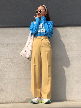 「Ungrid（アングリッド）のロゴロングスリーブTee（Tシャツ/カットソー）」を使った、ᴍ ᴀ ʀ ɪ  さん（レディース・157cm）の春コーディネート