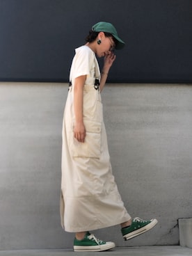 「チャックテイラー」｜「アイテム（サロペット/オーバーオール）」を使った、ᴍ ᴀ ʀ ɪ  さん（レディース・157cm）の夏コーディネート