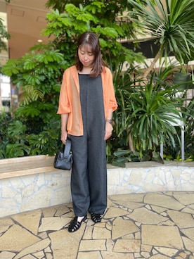 「羽織り」｜「アイテム（オールインワン・サロペット）」を使った、アメさん（レディース・158cm）の夏コーディネート