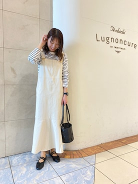 「Te chichi TERRASSE（テチチテラス）のアイテム（ジャンパースカート）」を使った、アメさん（レディース・158cm）の春コーディネート