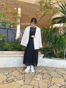 「Te chichi TERRASSE（テチチテラス）のアイテム（ノーカラージャケット）」を使った、アメさん（レディース・158cm）の春コーディネート