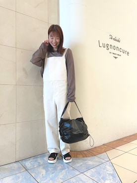 「シアーニット」｜「アイテム（オールインワン・サロペット）」を使った、アメさん（レディース・158cm）の春コーディネート